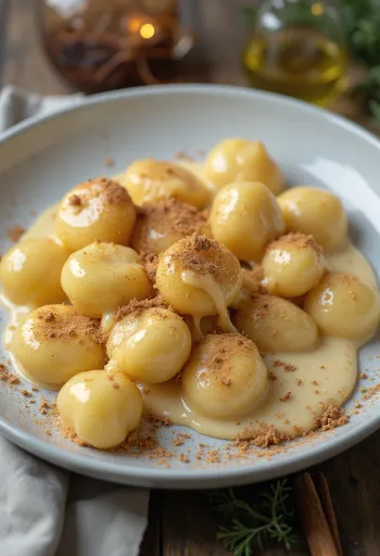 Tojáslikőrös gnocchi tálalva