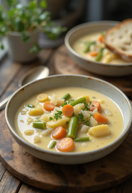 Chowder krémesen, gazdag tejszínes leves