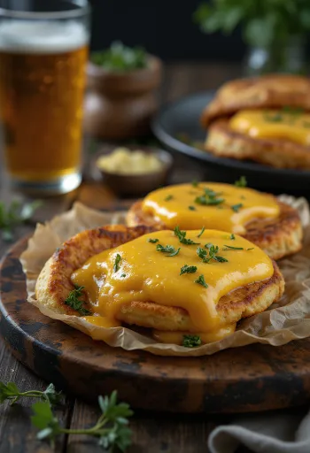 Crumpet füstölt sajttal aranybarna, puha sütemények