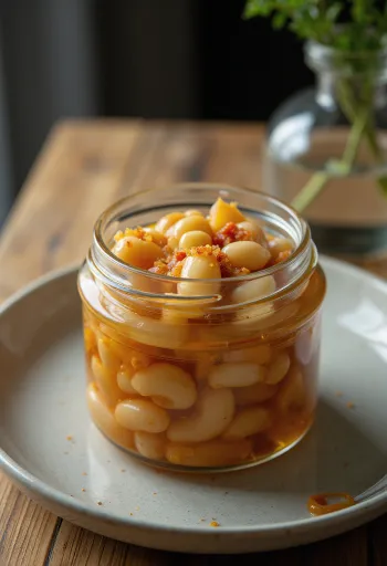 Csípős ecetes natto üvegben
