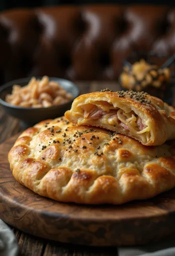Csülkös-káposztás calzone frissen sütve
