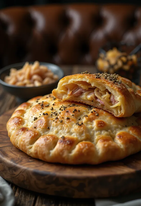 Csülkös-káposztás calzone frissen sütve