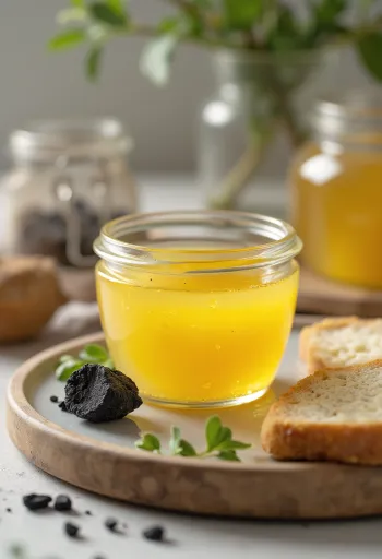 Füstölt ghee egy üvegben, frissen elkészítve