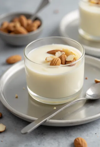 Manjar vegano, krémes kókusztejes desszert mandulavajjal és vaníliával