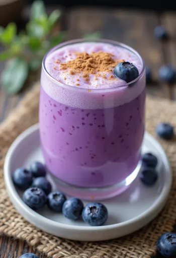 Probiotikus fűszeres áfonyás kefir, friss áfonyával tálalva