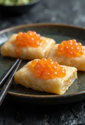 Tamagoyaki halikrával, omlett gazdag halikrás töltelékkel
