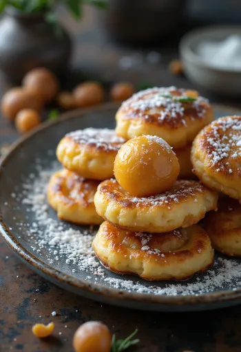 Æbleskiver palacsinta, porcukorral megszórva