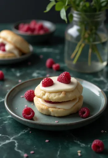Fehércsokoládés-málnás bao bun tálalva