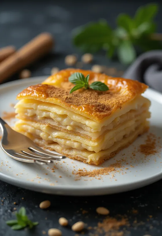 Galaktoboureko vegán változatban, mandulás pudinggal és finom filo tésztával