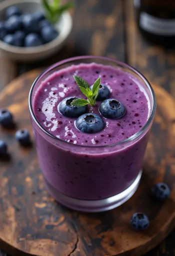 Mentás-áfonyás smoothie pohárban