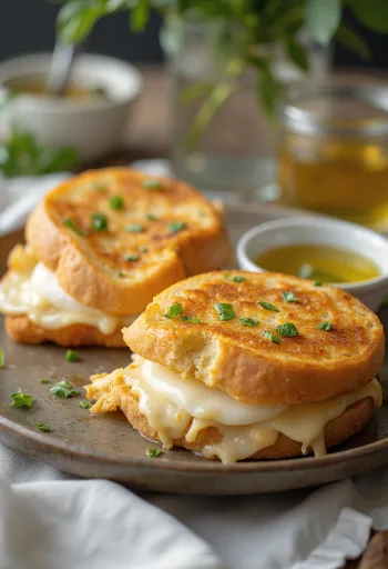 Panini mozzarellával és bazsalikommal, grillezve, aranybarna kenyérrel