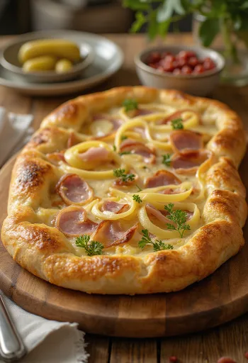 Frissen sült Póréhagymás-Sonkás Calzone