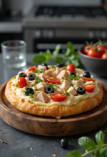 Pulykamelles és zöldséges focaccia tálalva