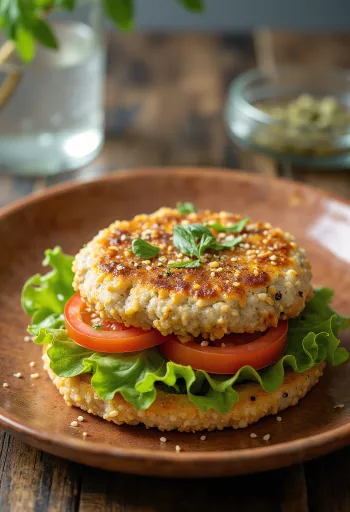Quinoa burger friss zöldségekkel