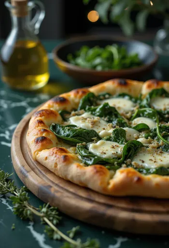 Spenótos Quattro Formaggi pizza tálalva