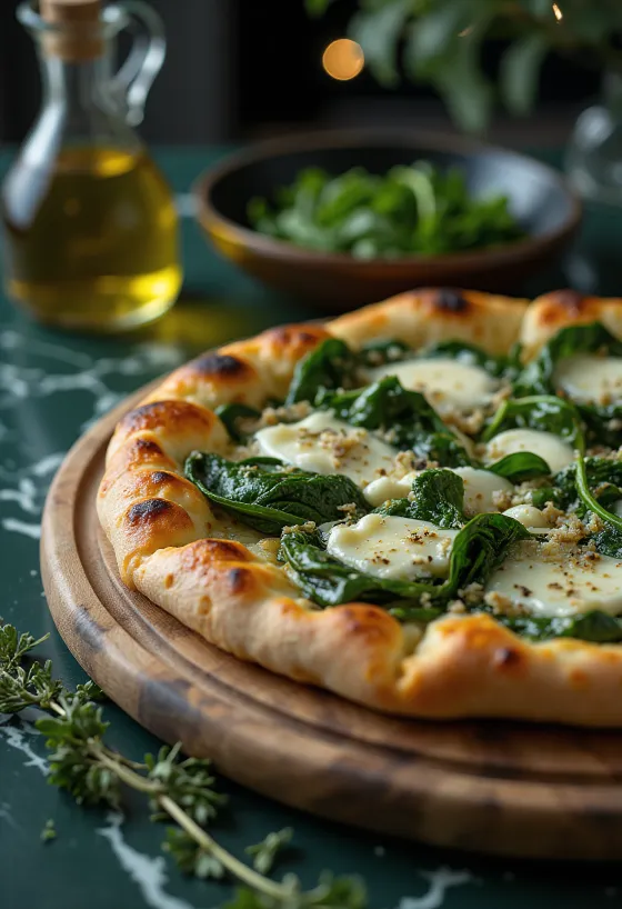 Spenótos Quattro Formaggi pizza tálalva