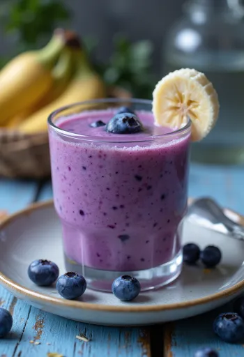 Áfonyás smoothie pohárban tálalva