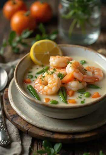 Chowder rákokkal, gazdag tejszínes leves tenger gyümölcseivel