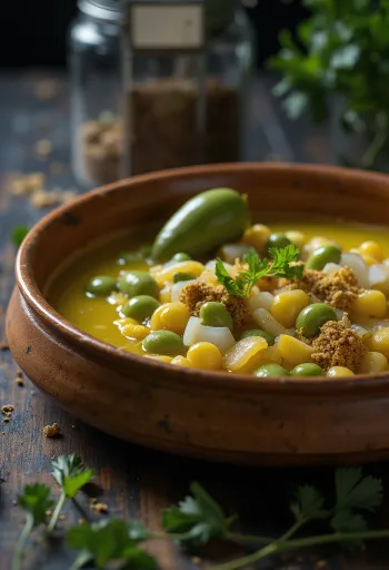 Cuchuco con habas, gazdag lóbabos leves tálalva, gazdag ízvilággal