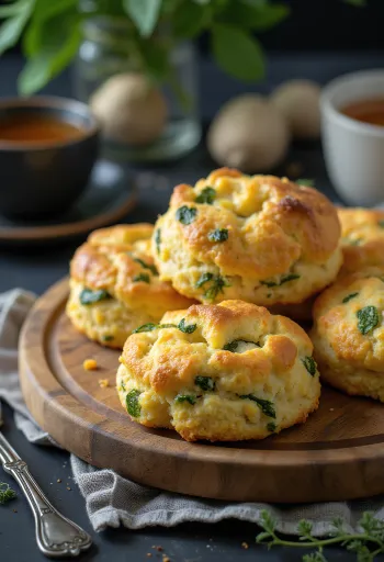 Cukkinis sajtos scone tálalva