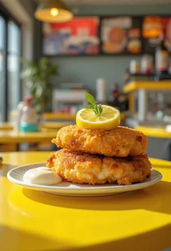 Fishcake petrezselyemmel tálalva
