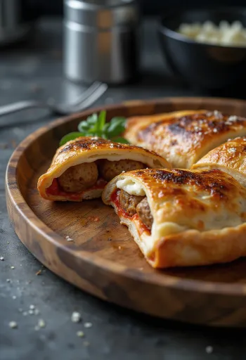 Frissen sült húsgombócos calzone
