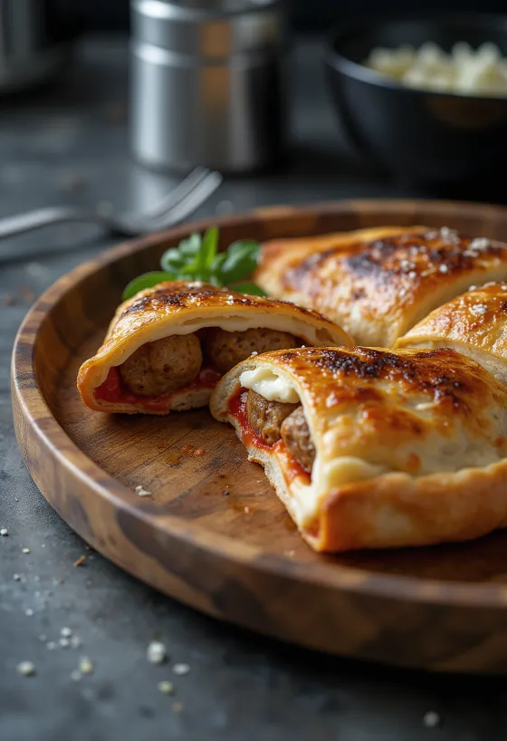 Frissen sült húsgombócos calzone
