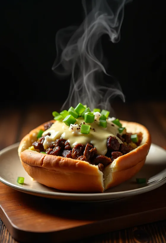 Keto amerikai philly sajtos marhaszendvics tál
