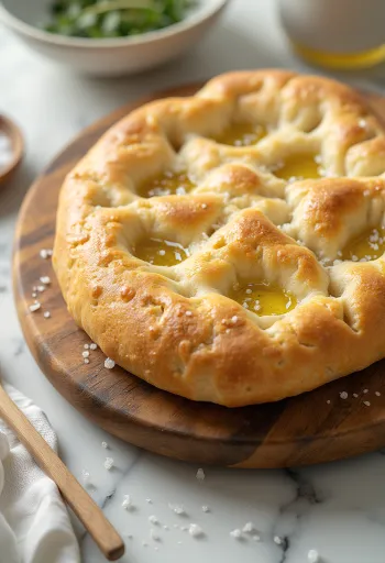 Kovászos focaccia tálalva