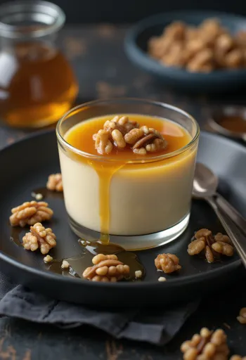 Mézes panna cotta tálalva