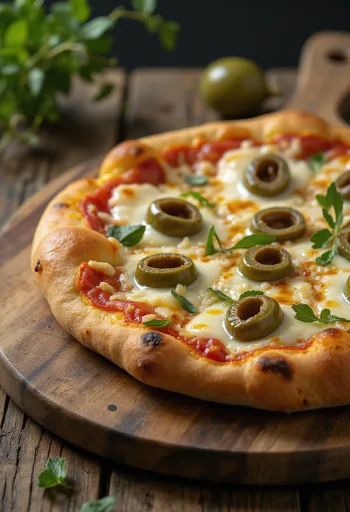 Pizza con Olive Verdi zöld olívabogyóval és mozzarellával