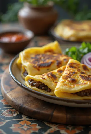 Tradicionális salvadori pupusa sajttal és babbal