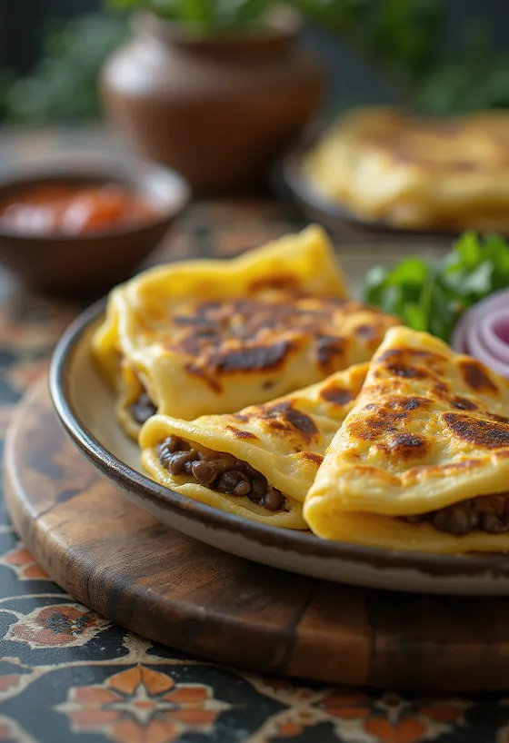 Tradicionális salvadori pupusa sajttal és babbal