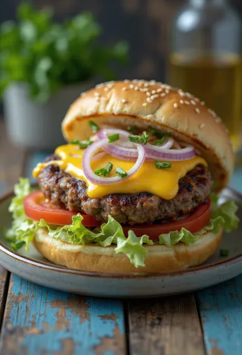 Wasabi burger tálalva