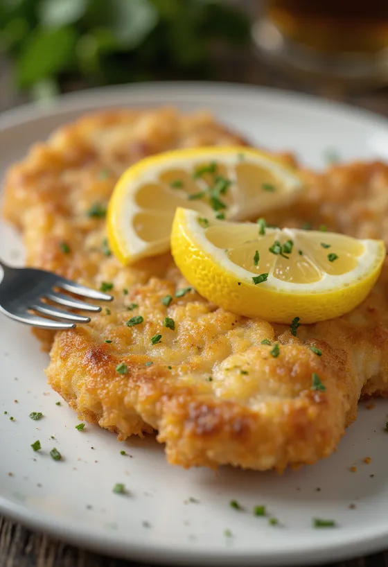 Wiener schnitzel tálalva