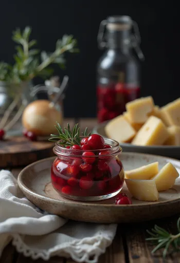 Füstölt paprikás vörösáfonyás chutney tálalva