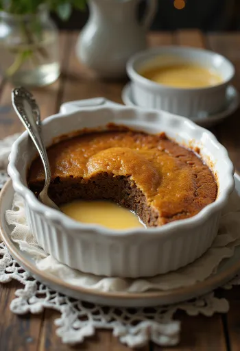Malva pudding tálalva vaníliaszósszal