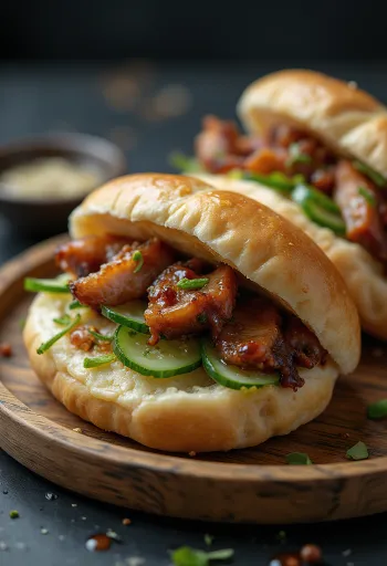 Peking Duck Bao párolt buci kacsával és uborkával