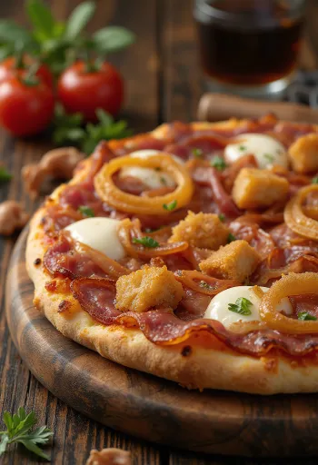 Frissen sült szalonnás pizza