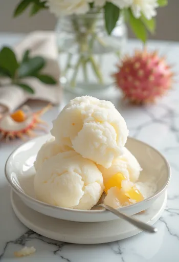 Rambután sorbet házi készítésű frissítő desszert