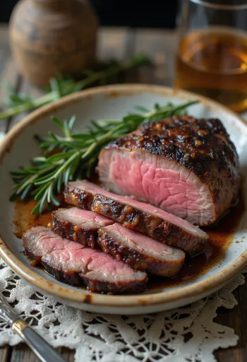 Smoked Venison Steak, füstölt szarvas steak sült zöldségekkel és rozmaringgal