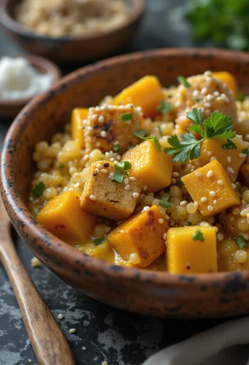 Sütőtökös quinoa curry tofuval