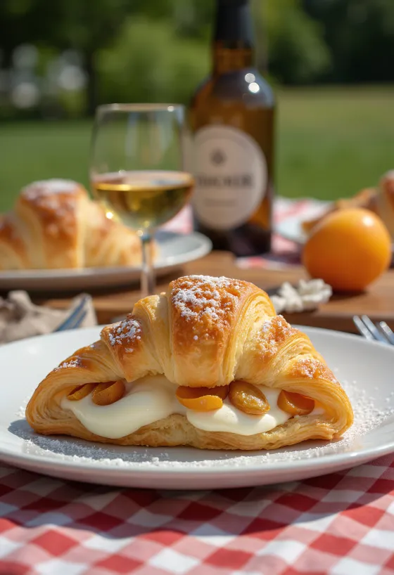 Tokaji aszús croissant tálalva