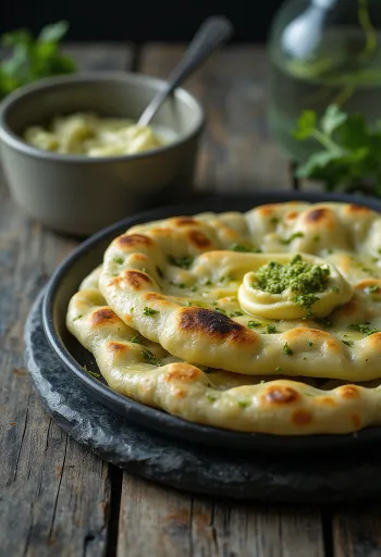 Frissen sült wasabis naan kenyér
