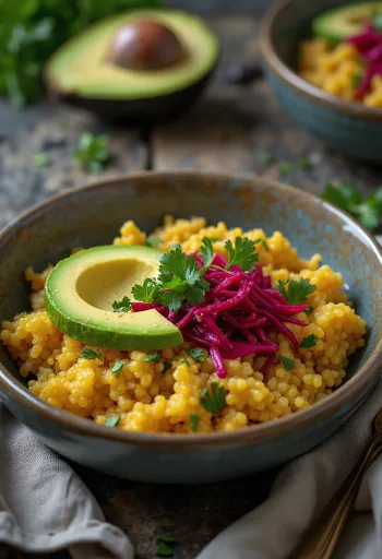 Avokádós quinoa Buddha-tál céklával