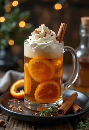Édes karácsonyi cider pohárban tálalva