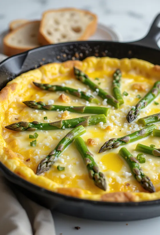 Spárgás parmezános frittata, frissen tálalva