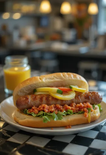 Hot Dog Szendvics tálalva