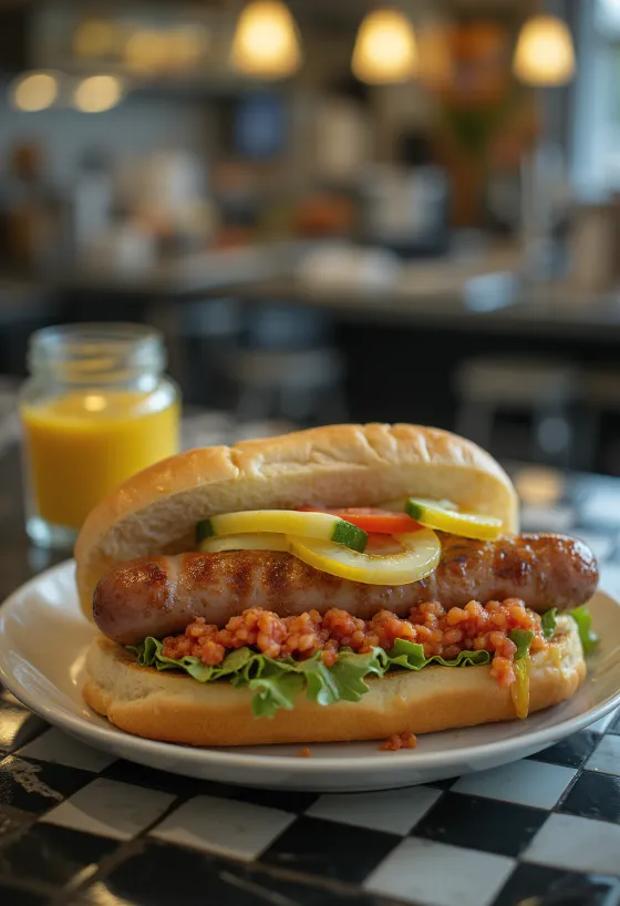 Hot Dog Szendvics tálalva