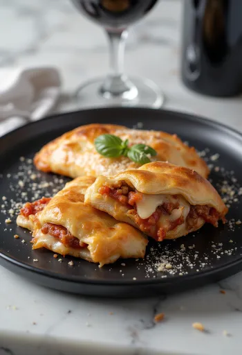 Húsos raguval töltött calzone aranybarnára sütve